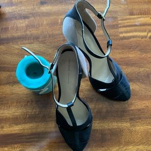 Zara Black And Tan Suede Shoes